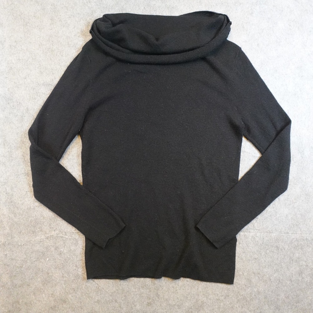 Reiss Sweater Women Large Black Wool Cashmere Tima Off Shoulder Long Sleeve